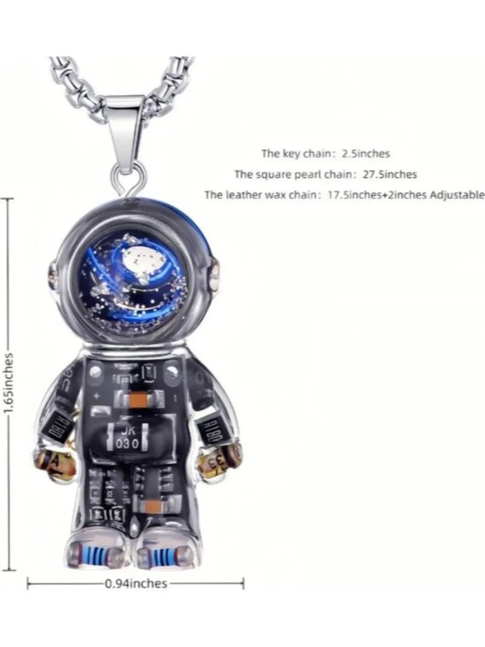 Cyberpunk Astronaut Pendant Necklace Recycled Resin Mech Gear Keychain Charm